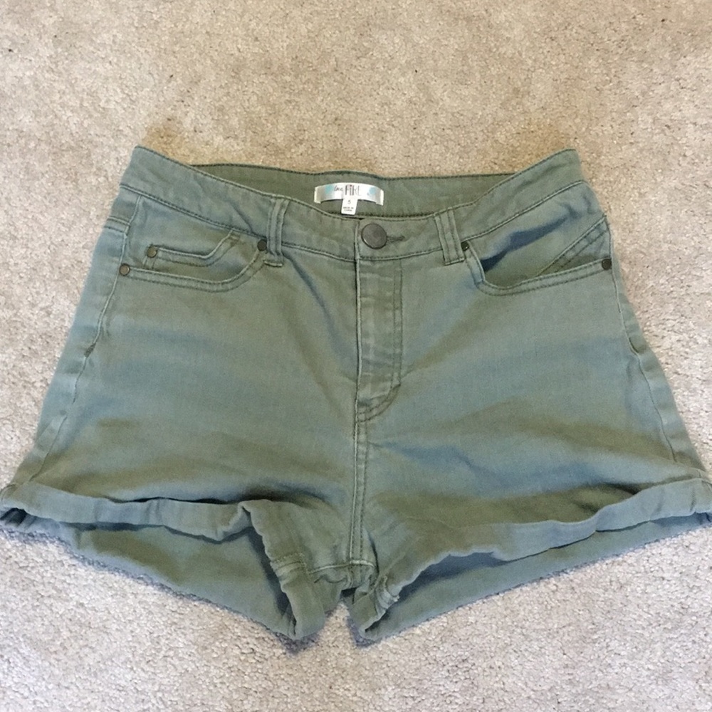 Olive Green Jean Shorts